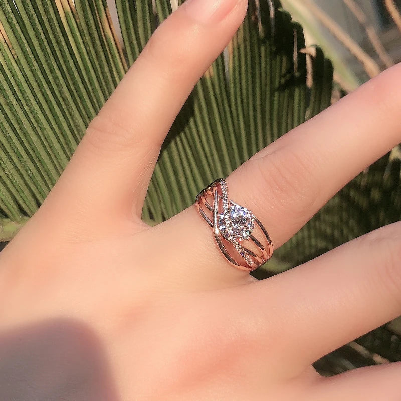 Luxury Gold Colour Geometric Cross Rings