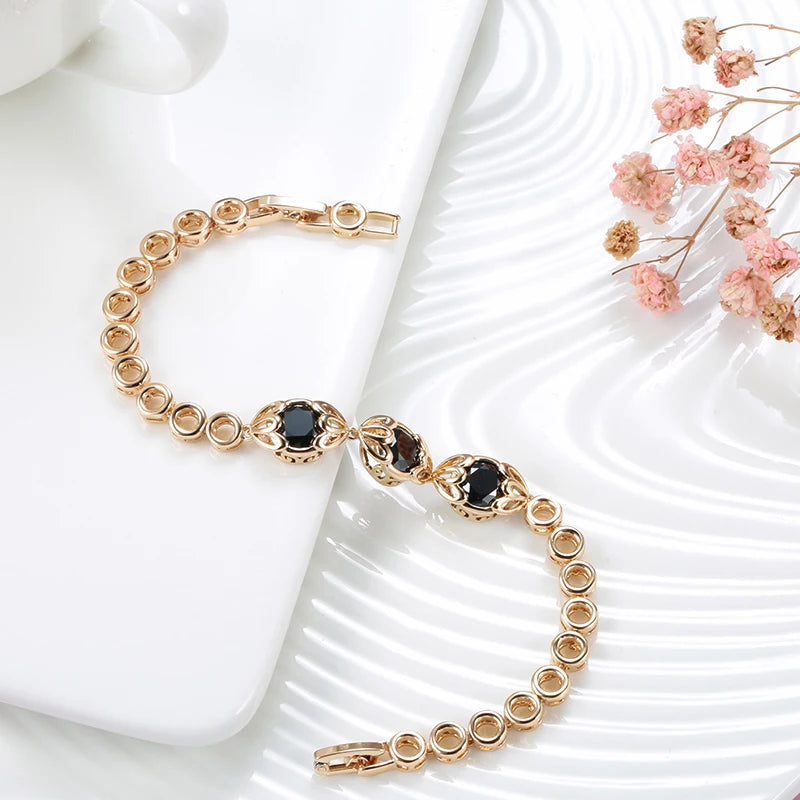 Fashion Ethnic Bride Black Natural Zircon Bracelet