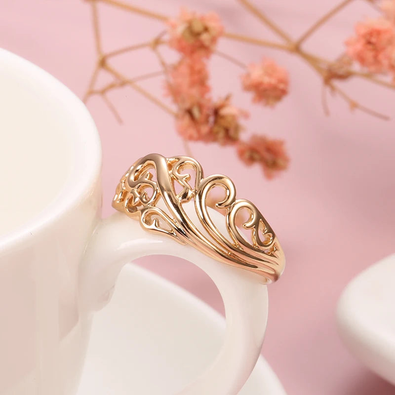 New Boho Hollow Flower Gold Ethnic Party Rings