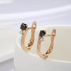 Black Natural Zircon Bride Gold Simple Drop Earrings