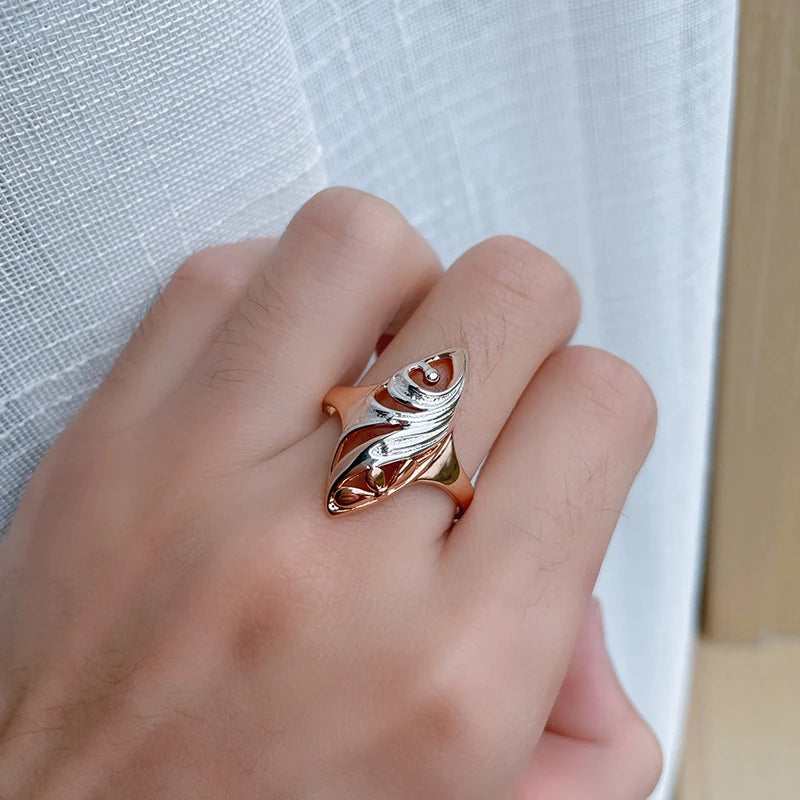 Trend Big Vintage Natural Glossy Metal Ethnic Bride Ring 084