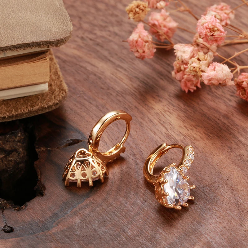 New Heart Natural Zircon Dangle Earrings