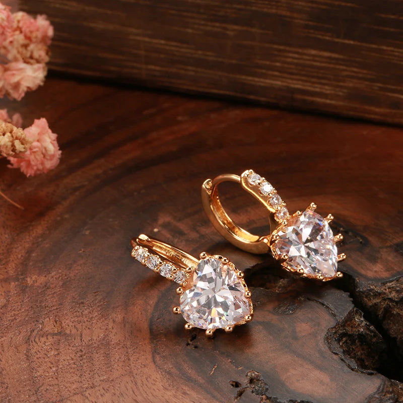 New Heart Natural Zircon Dangle Earrings