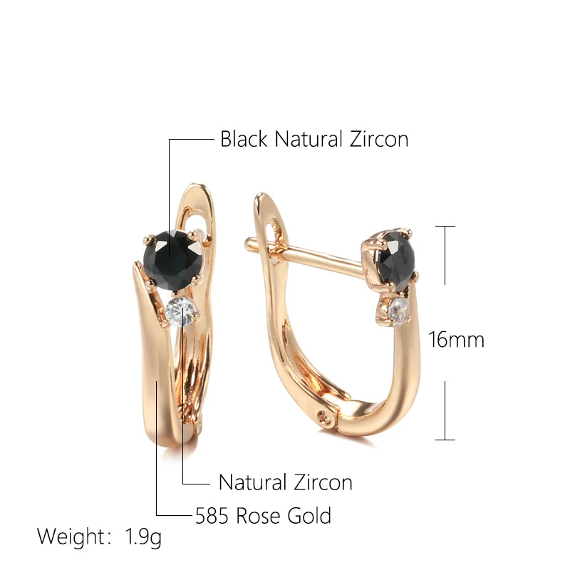 Black Natural Zircon Bride Gold Simple Drop Earrings