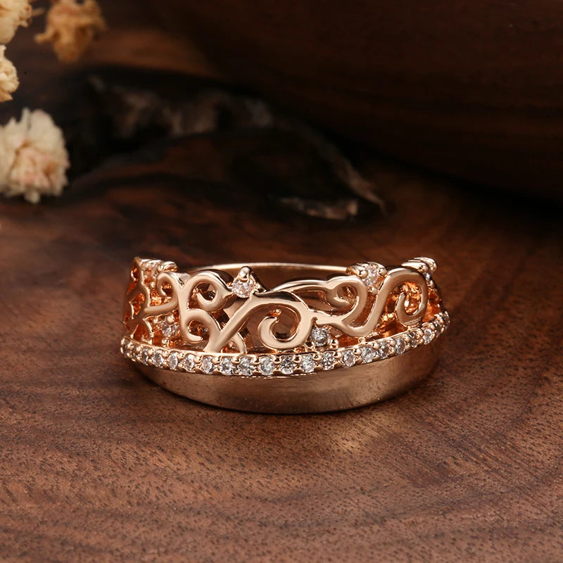 Luxury Rose Gold Ethnic Bride Wedding Rings