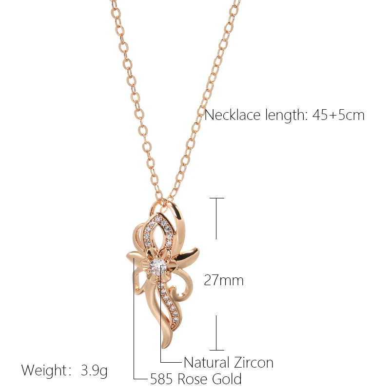 New Luxury Natural 585 rose Gold Pendant Necklace 008