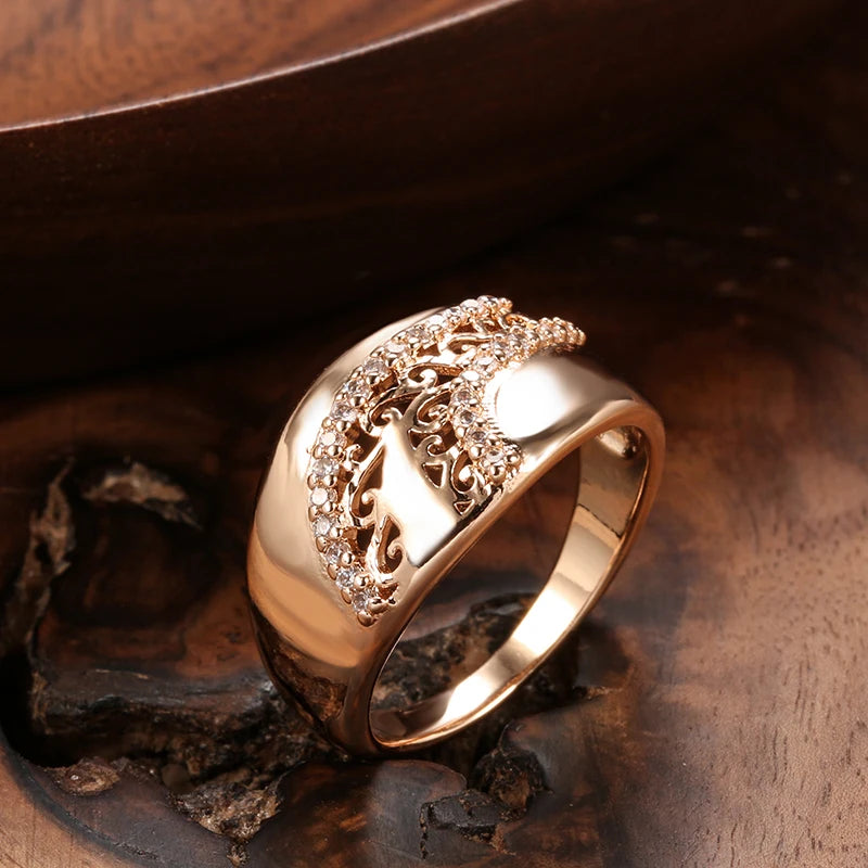 Trend Big Vintage Natural Glossy Metal Ethnic Bride Ring 040
