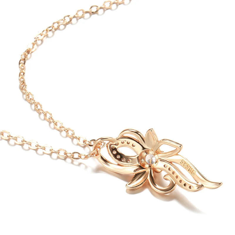 New Luxury Natural 585 rose Gold Pendant Necklace 008