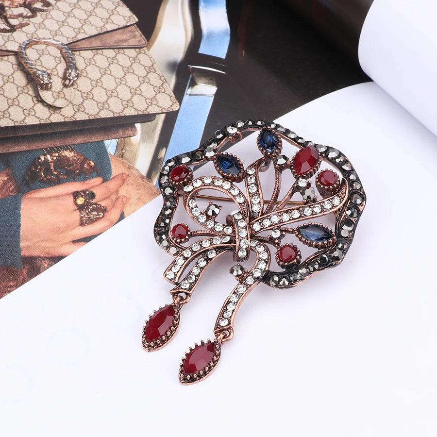 Fashion Textured 583 Gold Formal Brooch 001