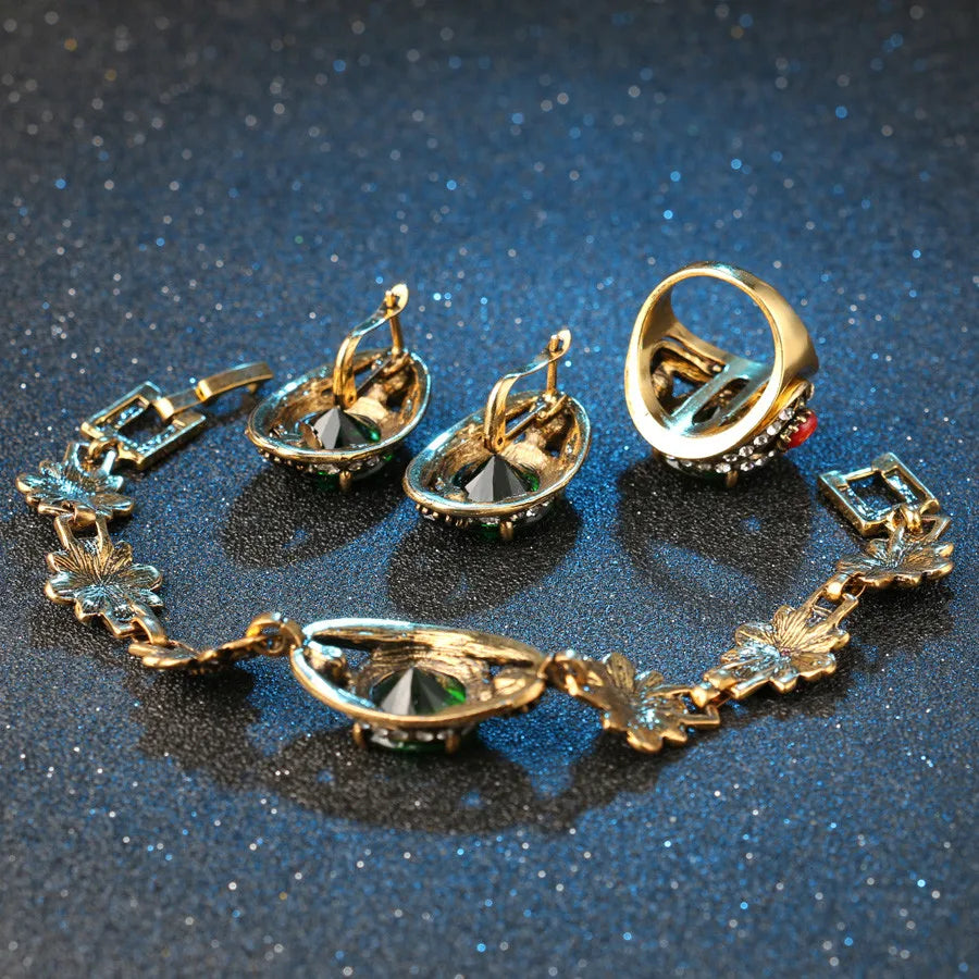 Colored Boho Textured Mixed Metals Travel Jewel Set 0003