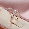 Fashion Gold Crystal Flower Micro-wax Inlay Natural Rings