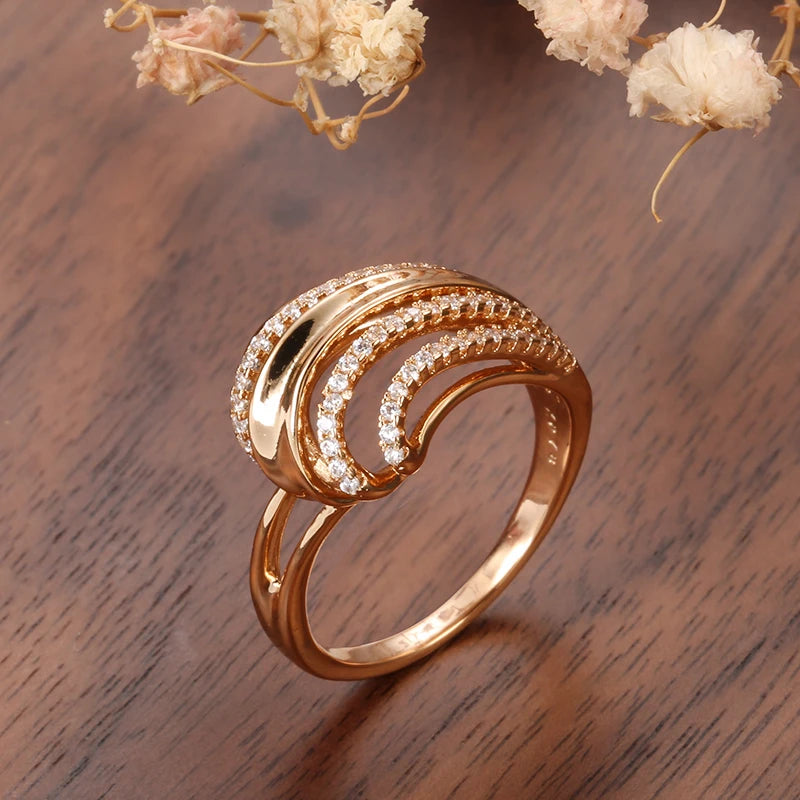 Trend Big Vintage Natural Glossy Metal Ethnic Bride Ring 043