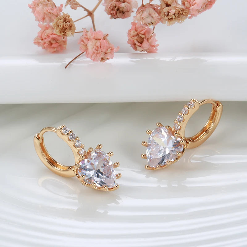 New Heart Natural Zircon Dangle Earrings