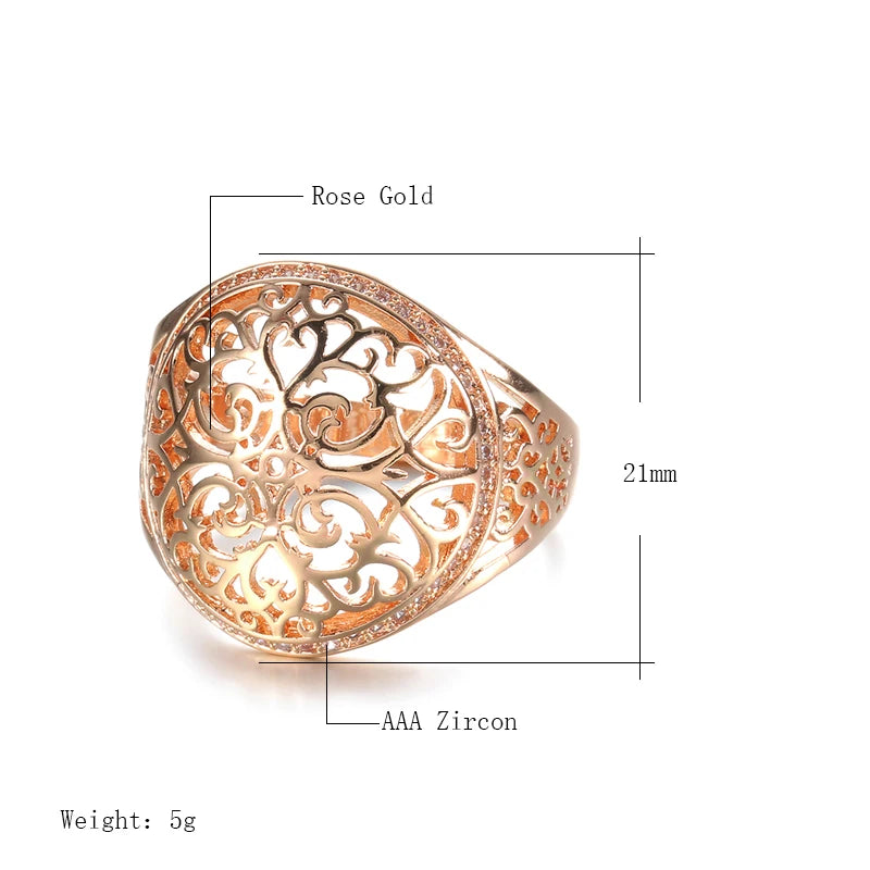 Trend Big Vintage Natural Glossy Metal Ethnic Bride Ring 020