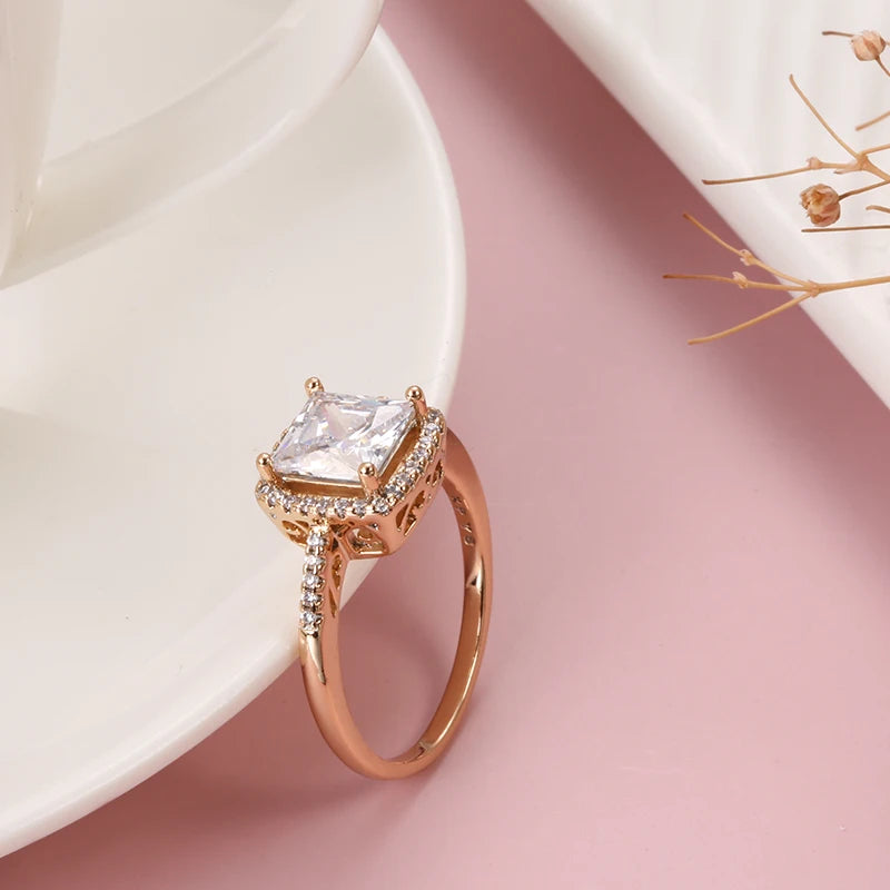 New Square Crystal Gift Natural Zircon Ring