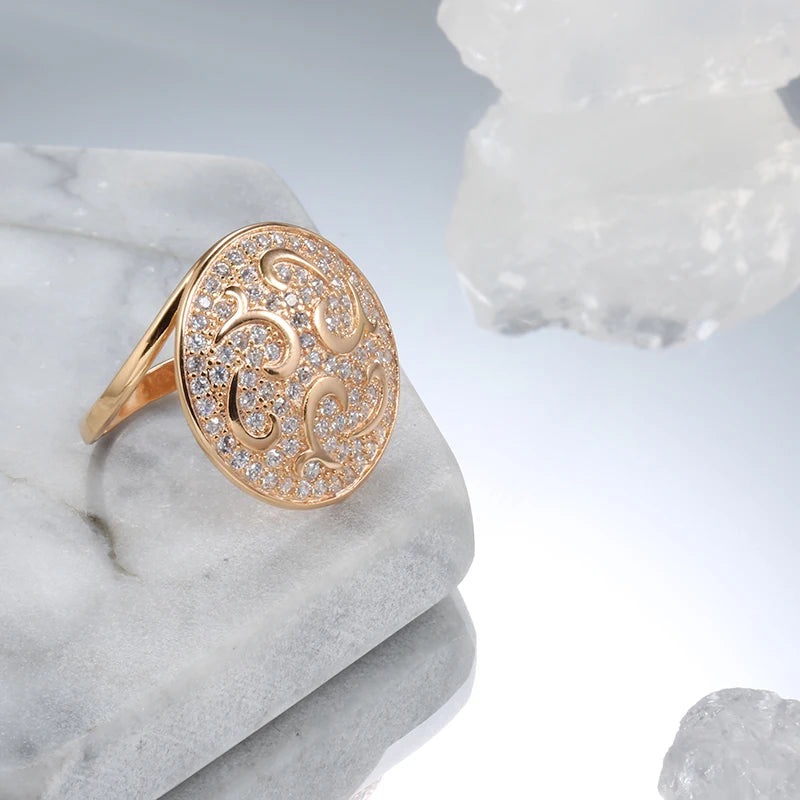 Trend Big Vintage Natural Glossy Metal Ethnic Bride Ring 054