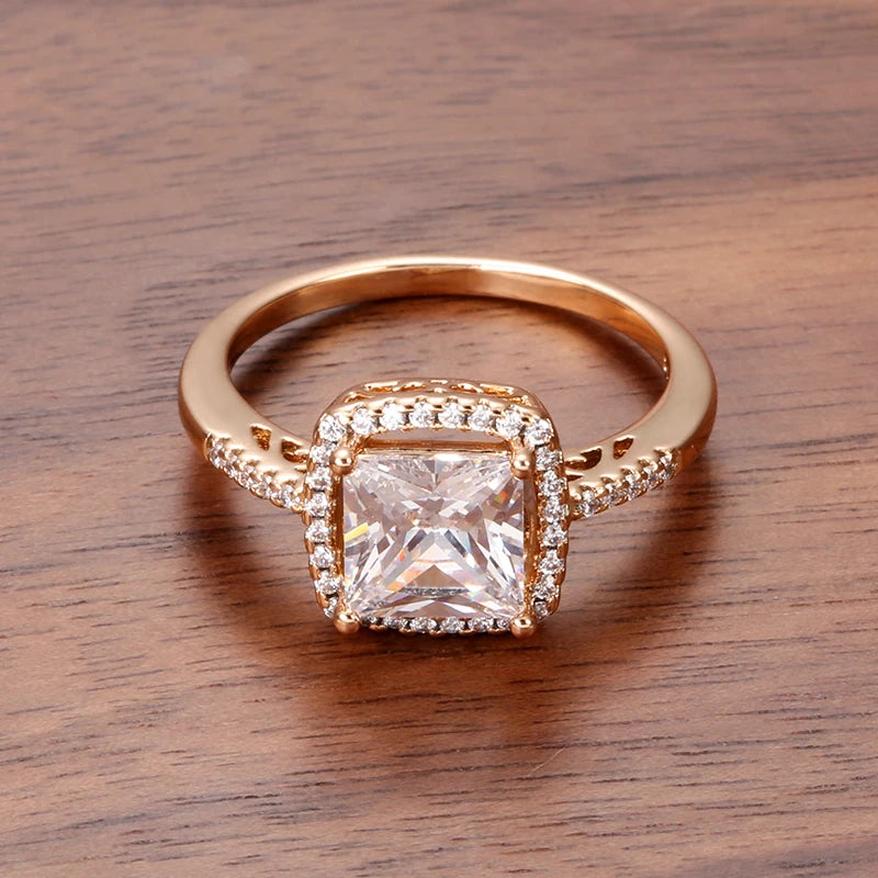 New Square Crystal Gift Natural Zircon Ring