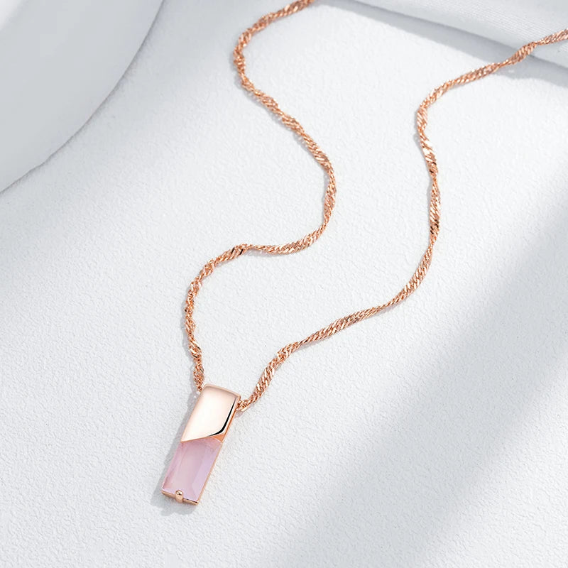 New Luxury Natural 585 rose Gold Pendant Necklace 009