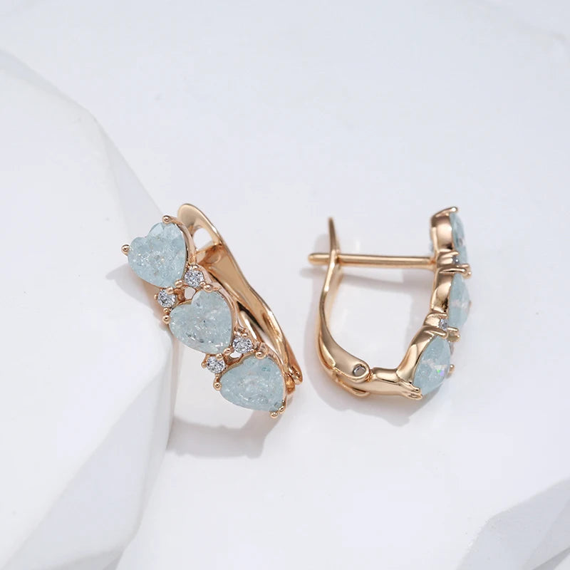 Blue Heart Luxury Design Drop Earrings