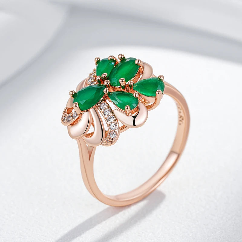 Trend Big Vintage Natural Glossy Metal Ethnic Bride Ring 066