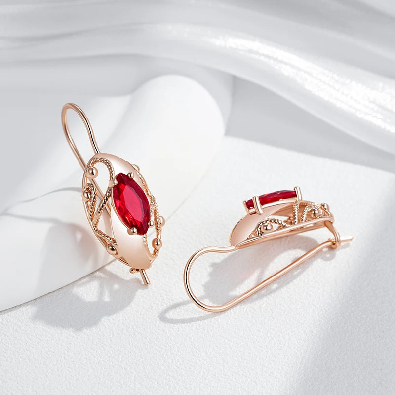 Hot red Gold Colour Heart Earrings