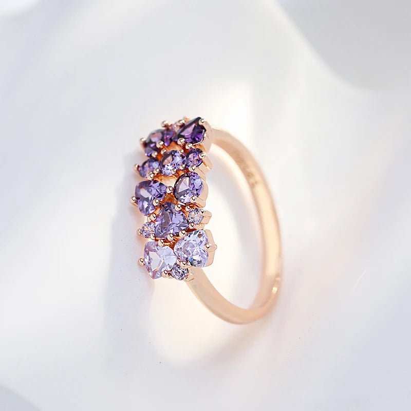 Hot Shiny Purple Natural Zircon Bride Wedding Rings