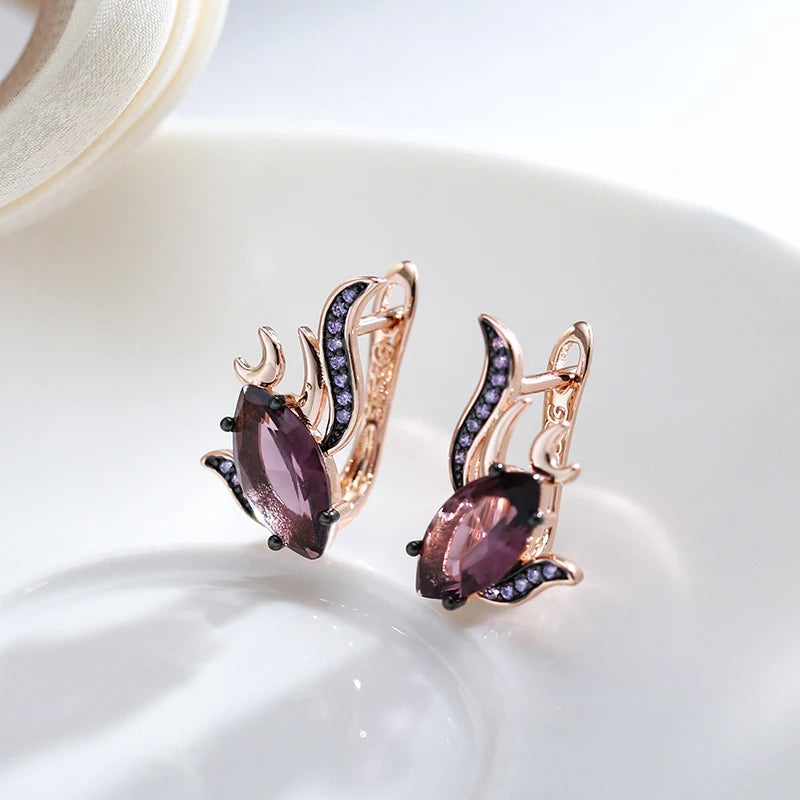 Hot Purple Natural English Earrings