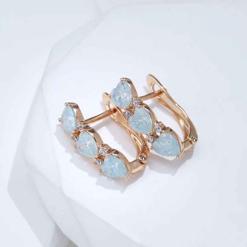 Blue Heart Luxury Design Drop Earrings