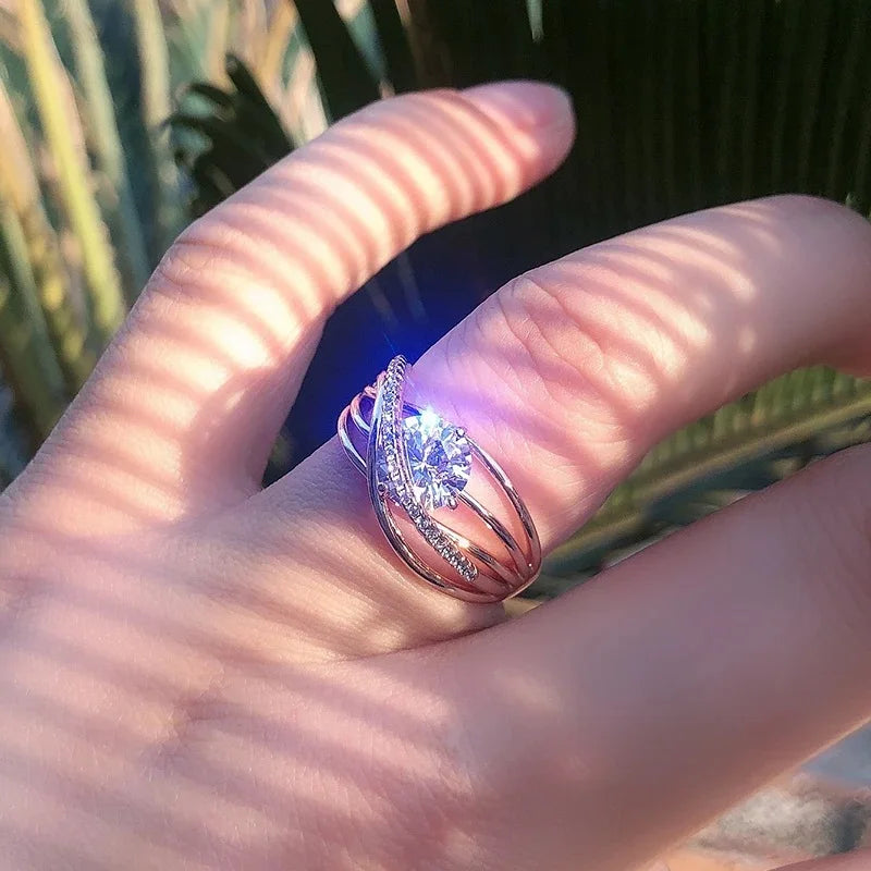 Luxury Gold Colour Geometric Cross Rings