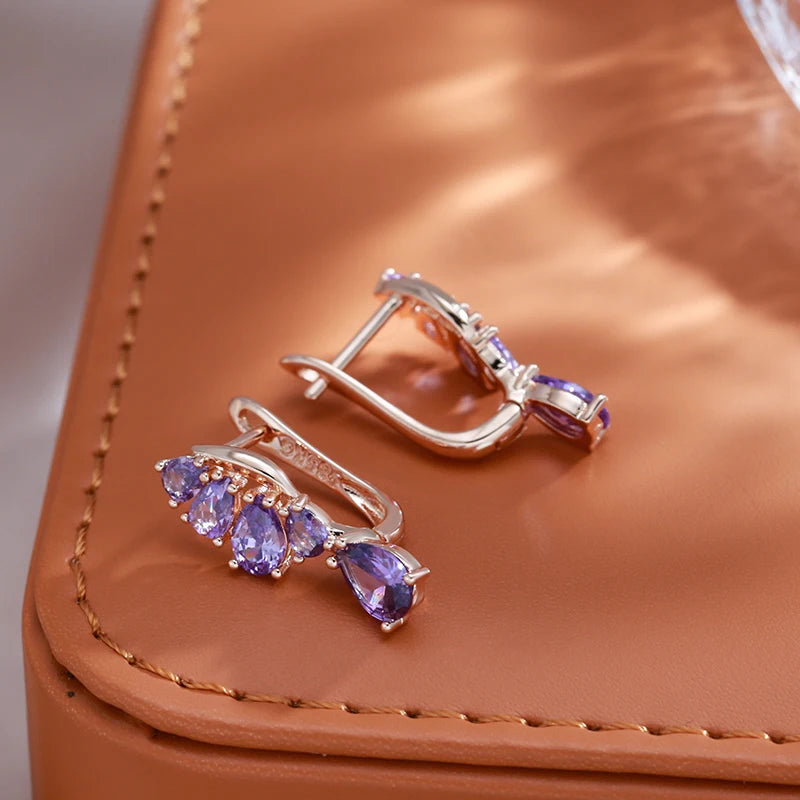 New Purple Natural Zircon Earrings