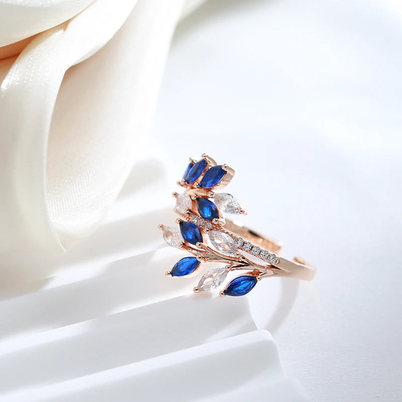 Luxury Full Paved Blue Purple Green Open Rings