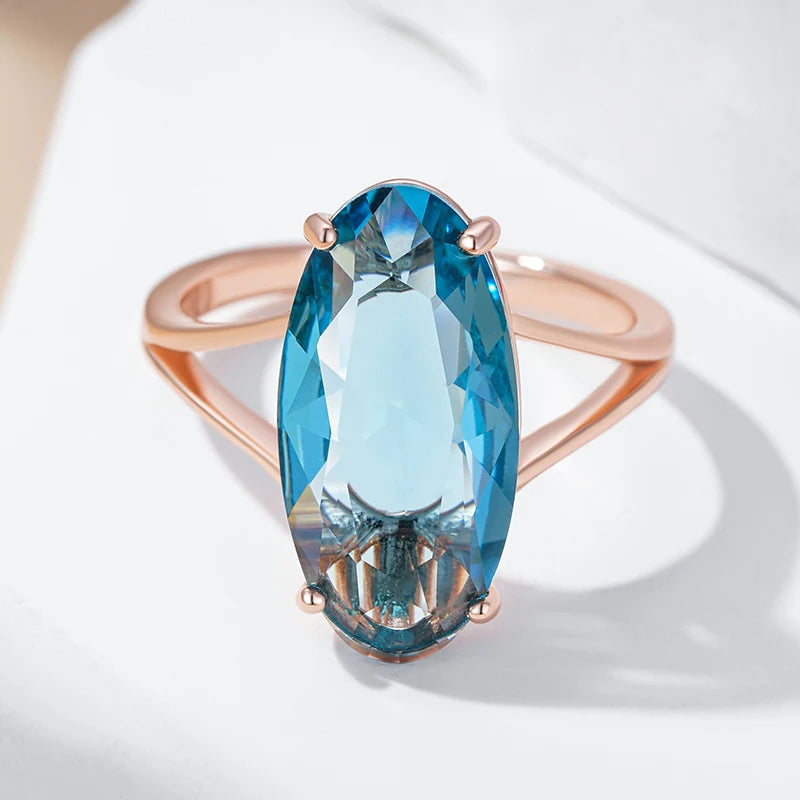 Blue Big Oval Wedding Rings