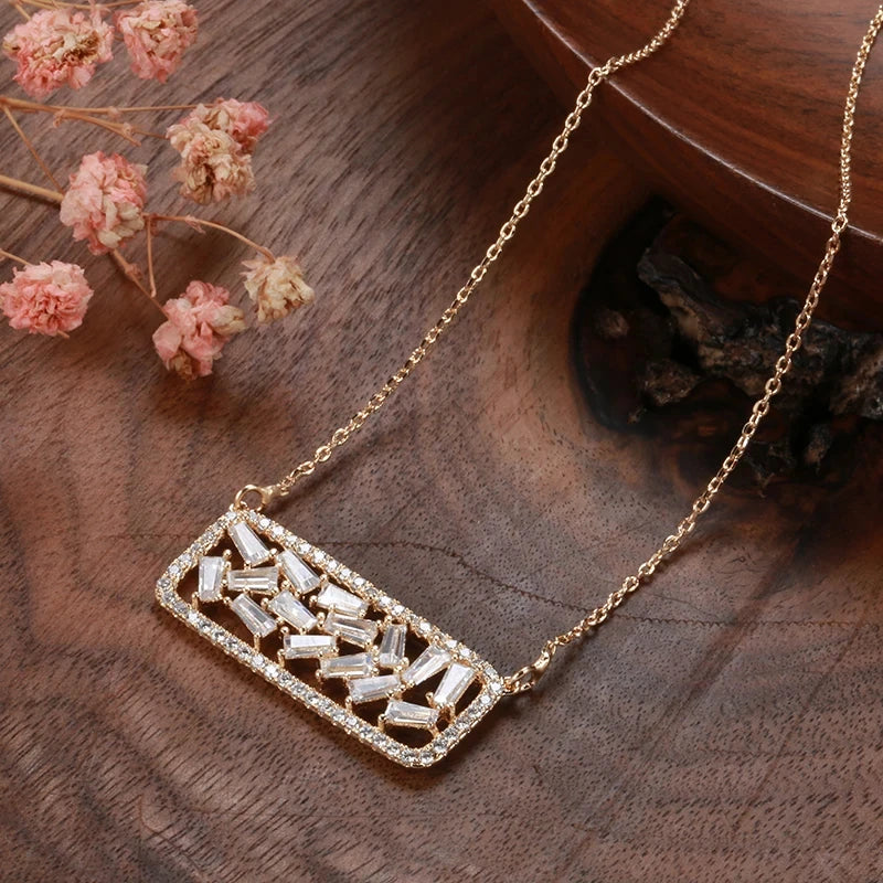 Hot Full Natural Square Pendant Necklace