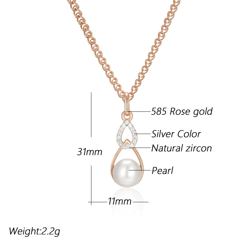 New Luxury Natural 585 rose Gold Pendant Necklace 029
