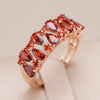 Full Red Natural Zircon Paved Width Ring