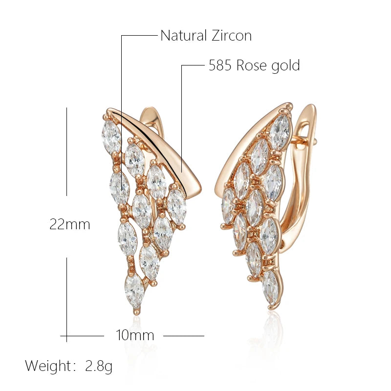 Full Shiny Natural Drop Gold Colour Unique Crystal Earrings