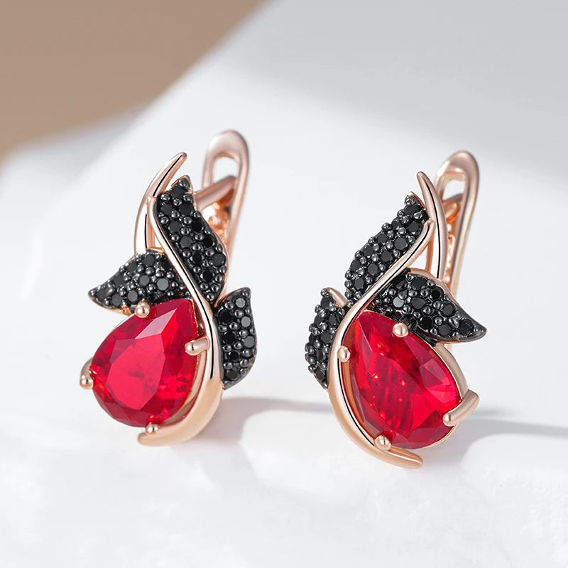 Shiny Red High Quality Natural Drop Earrings