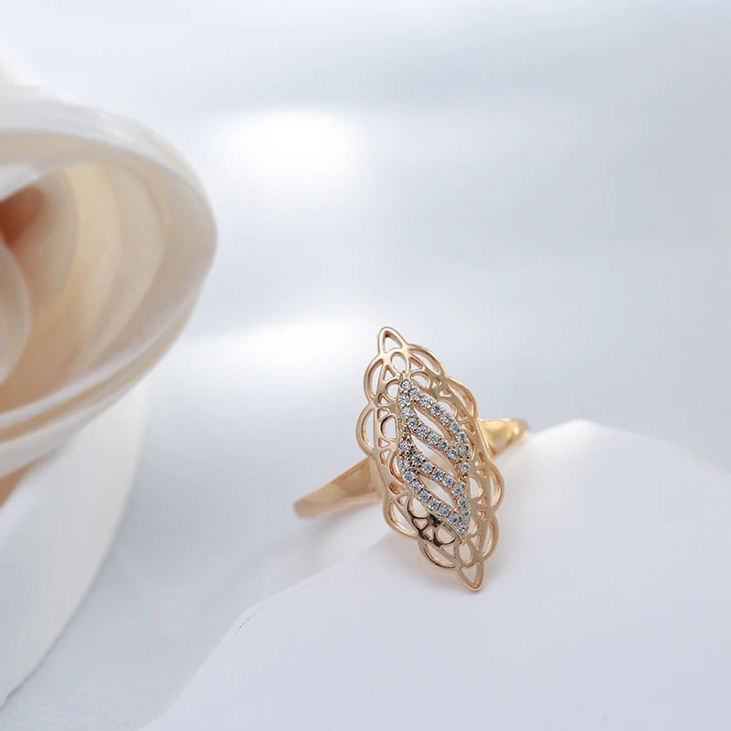 Luxury Rose Gold Ring Natural Hollow Rings