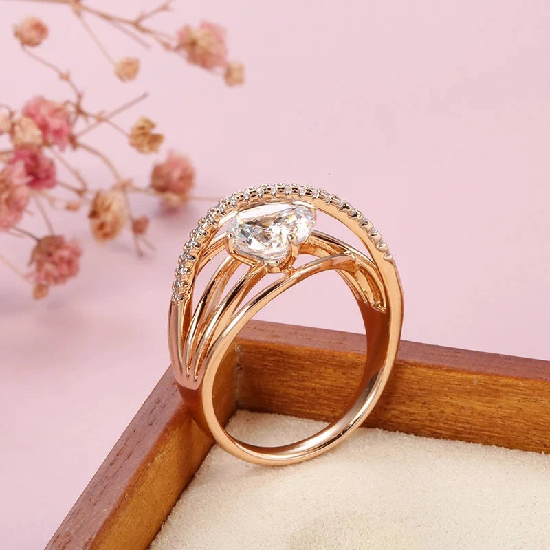 Luxury Gold Colour Geometric Cross Rings