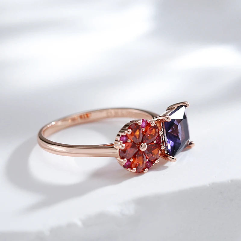 Hot Square Purple Natural Zircon Ring