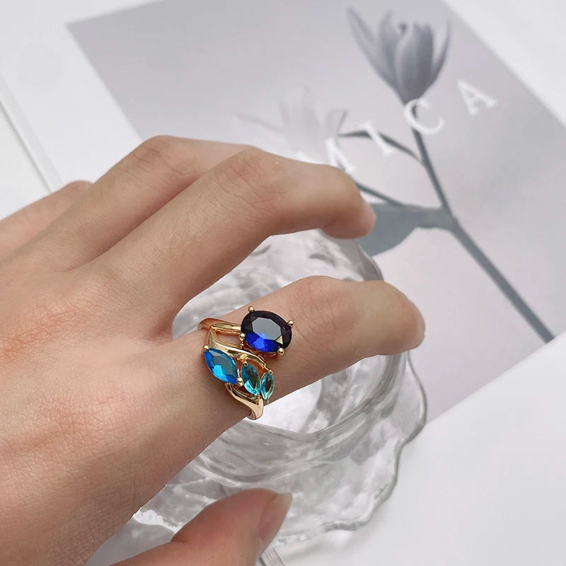 Trend Big Vintage Natural Glossy Metal Ethnic Bride Ring 024