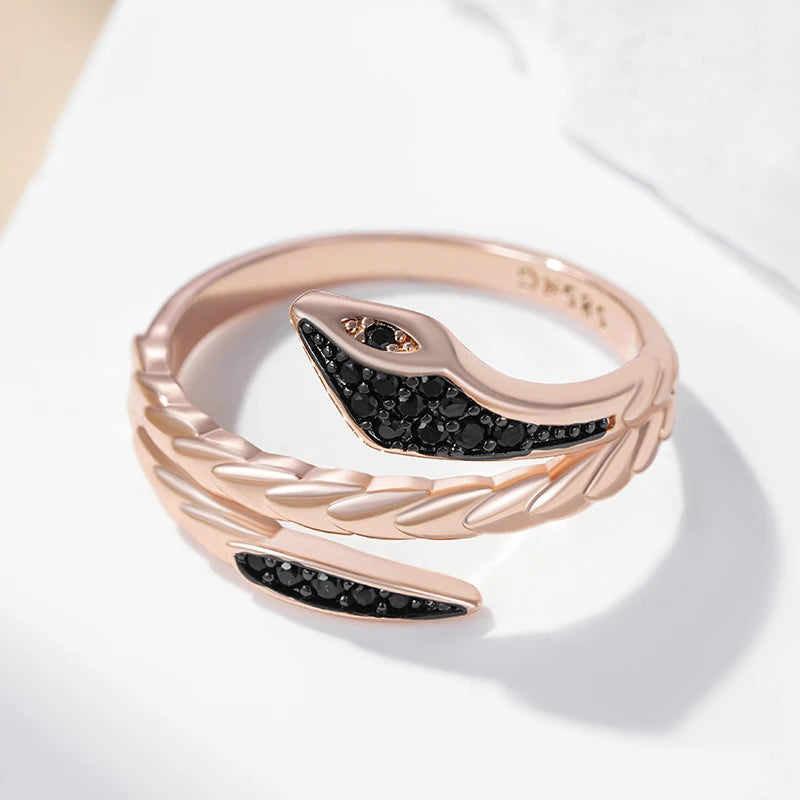 Punk Black Snake Ring