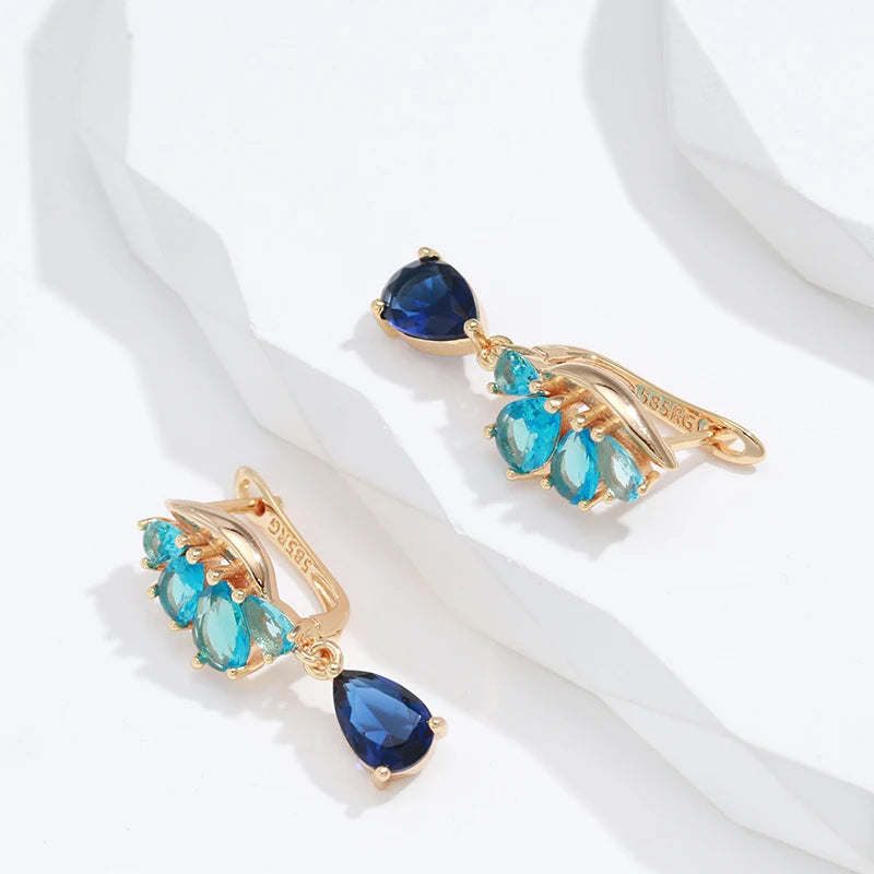 Blue & Gold Drop Earrings