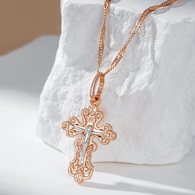 New Luxury Natural 585 rose Gold Pendant Necklace 018