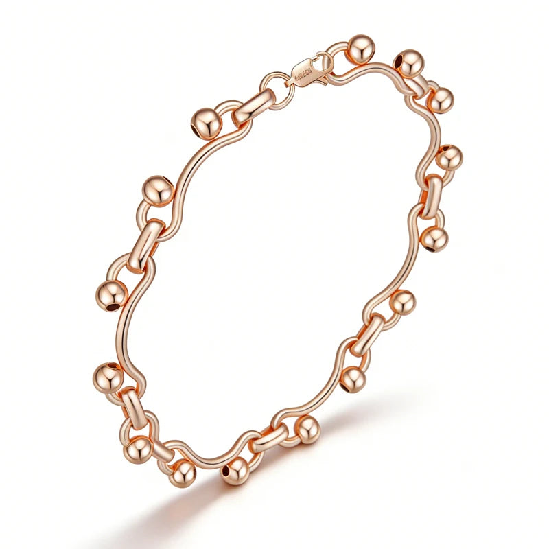 Kinel Hot Fashion glossy rose gold dangle bracelet for women, simple daily jewelry by Legacy Magics featuring high-quality fine jewelry design
