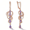 Kinel Hot Shiny Purple Natural Zircon Drop Earrings for Women in 585 Rose Gold, fine jewelry with crystal accents, perfect for weddings.
