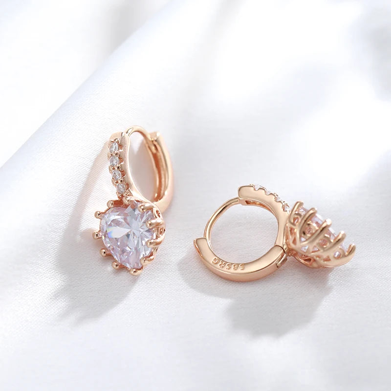New Heart Natural Zircon Dangle Earrings