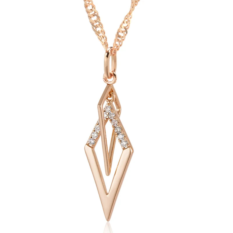 New Luxury Natural 585 rose Gold Pendant Necklace 017