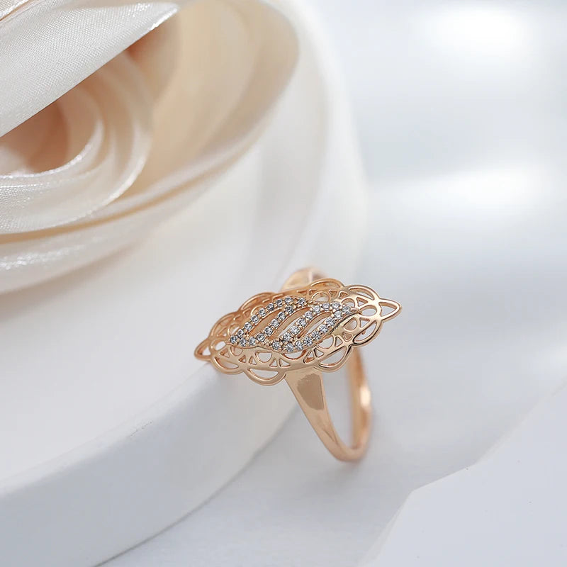 Luxury Rose Gold Ring Natural Hollow Rings