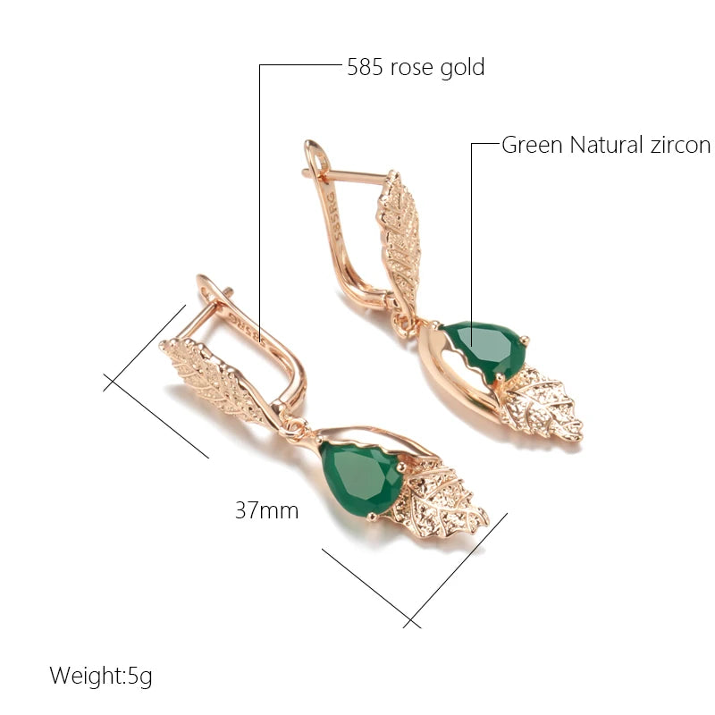 Gold Color Leaf Long Earring